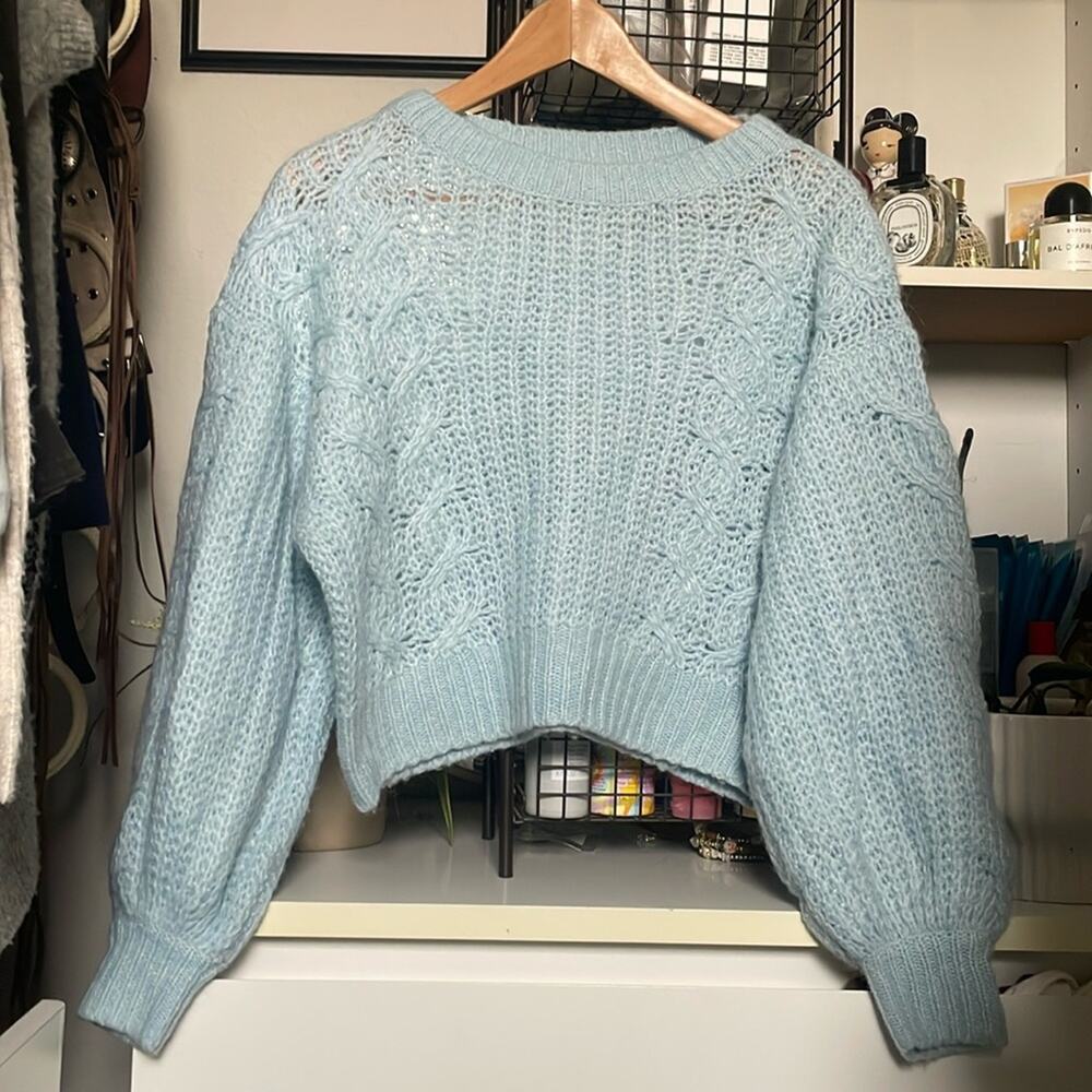 Joie Baby Blue Alpaca Balloon Sleeve Sweater